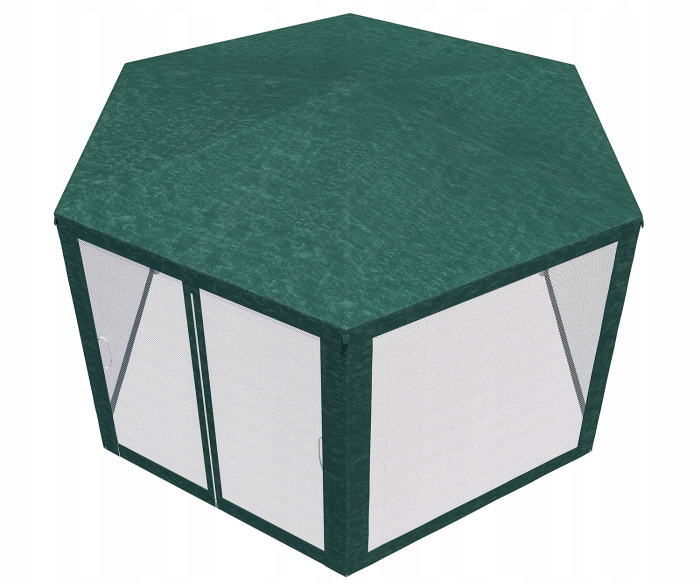 Pavilion cu plasa anti-insecte, fermoar, hexagonal, 200cm, Verde [11]
