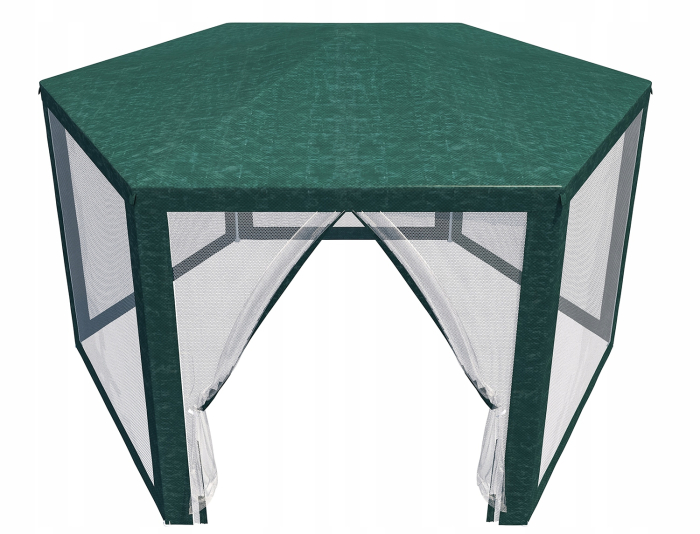Pavilion cu plasa anti-insecte, fermoar, hexagonal, 200cm, Verde [5]