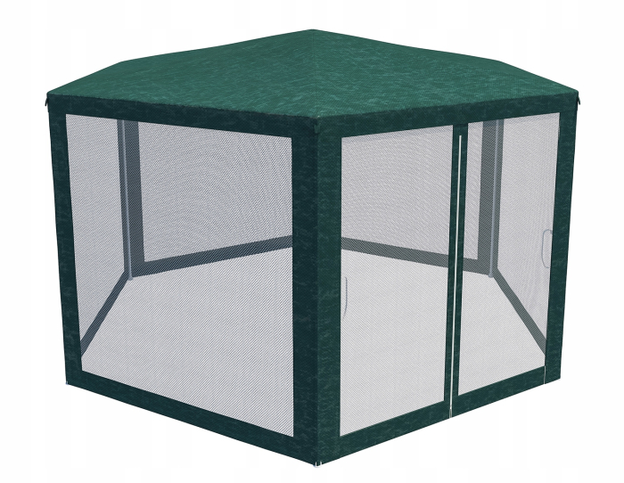 Pavilion cu plasa anti-insecte, fermoar, hexagonal, 200cm, Verde [2]