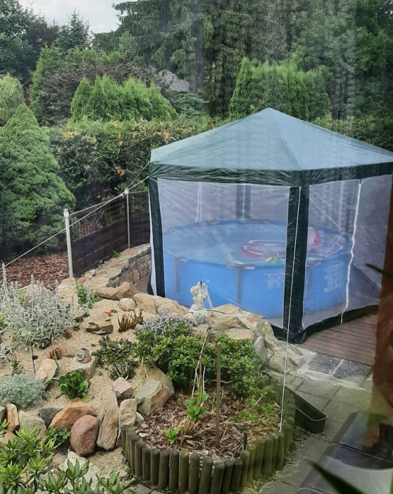 Pavilion cu plasa anti-insecte, fermoar, hexagonal, 200cm, Verde [3]