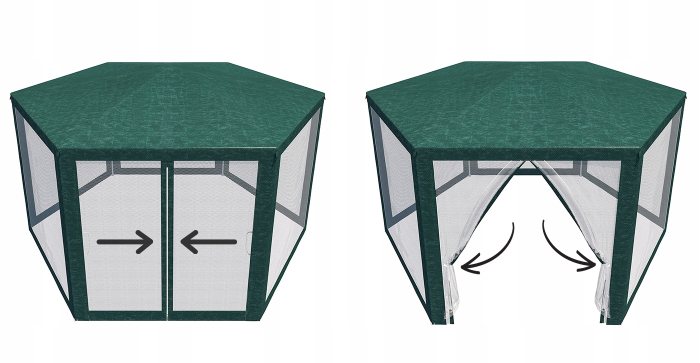 Pavilion cu plasa anti-insecte, fermoar, hexagonal, 200cm, Verde [13]