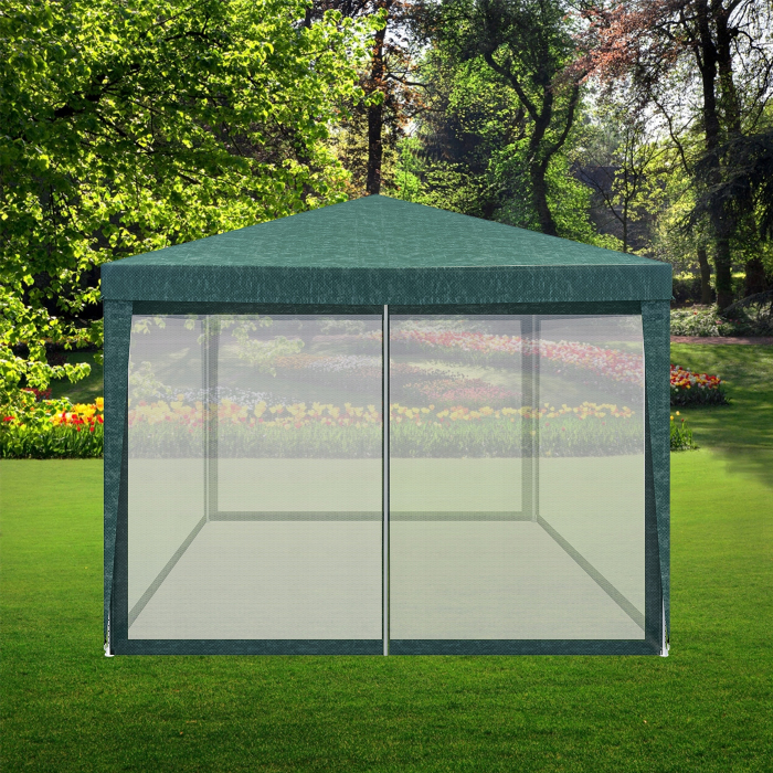 Pavilion cu plasa anti-insecte si fermoar, patrat, 3x3m, Verde [7]
