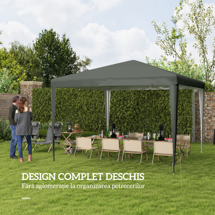 Pavilion  de Gradina 3x3 m Portabil cu Acoperire Anti UV, Gri [4]
