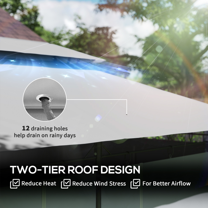  Pavilion de Gradina cu Acoperis Dublu, 397x297x265 cm, Alb Crem [4]