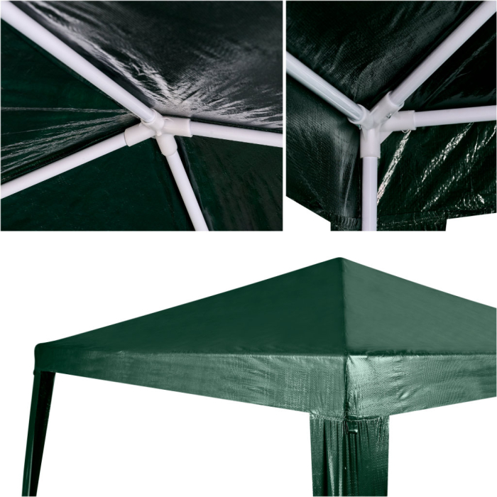 Pavilion gradina 250x250x255 cm, structura metalica cu 4 picioare, acoperis PE 90g/mp, verde [6]