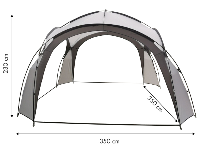 Pavilion gradina 350x350x230 cm, structura fibra de sticla, acoperis poliester impermeabil, gri cu alb [2]