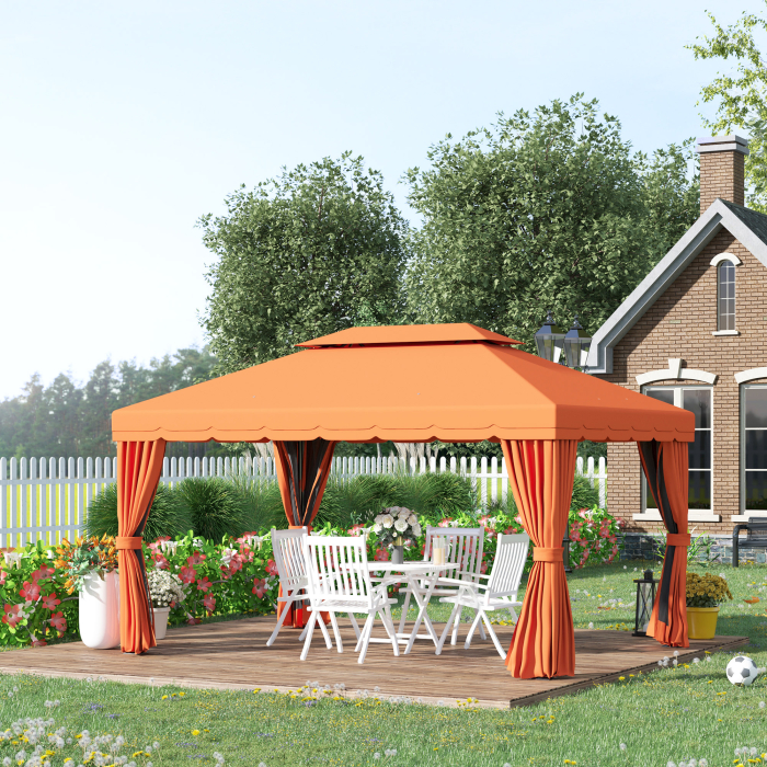  Pavilion Luxury Cort de Gradina cu baldachin impermeabil, 3x4m Portocaliu [2]
