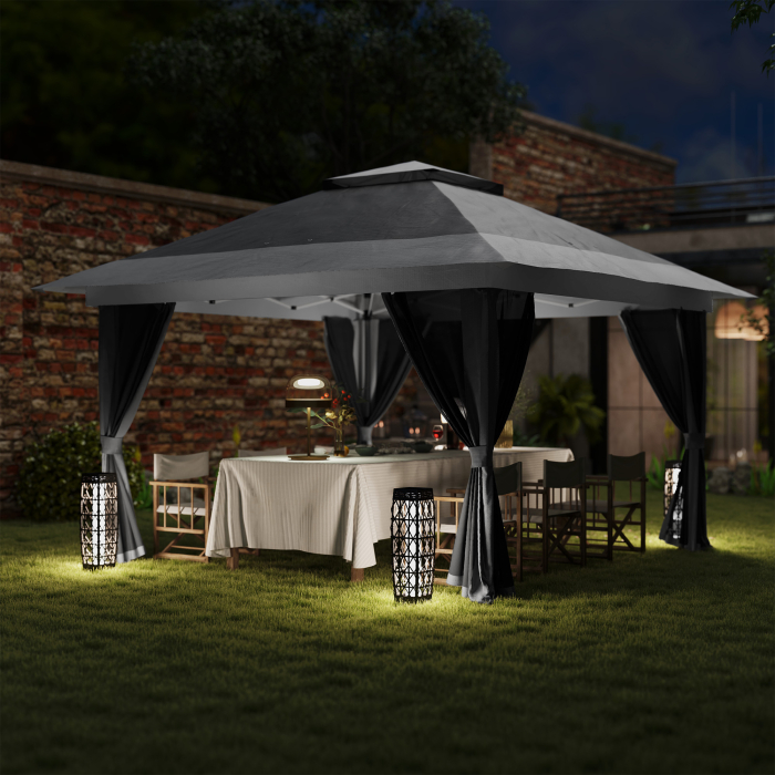  Pavilion Pliabil 3,6x3,6m cu Pereti, inaltime Reglabila si Protectie UPF50+, Geanta cu Roti, Gri [8]
