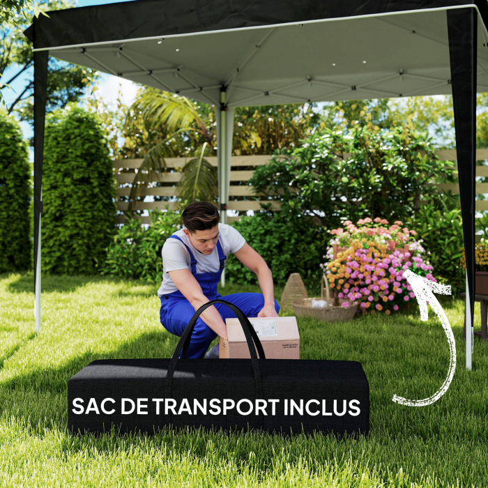  Pavilion Pliabil cu inaltime Reglabila si Geanta de Transport, 300x300x273 cm, Negru [7]
