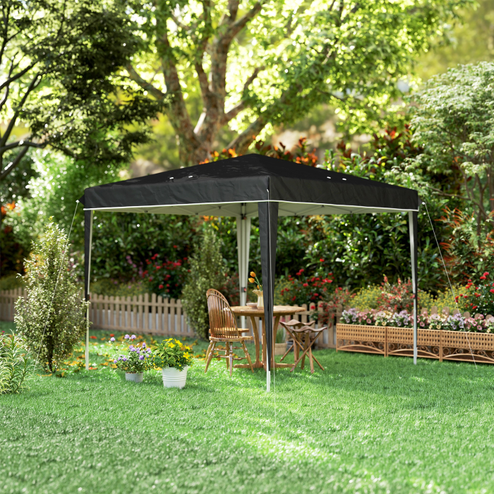  Pavilion Pliabil cu inaltime Reglabila si Geanta de Transport, 300x300x273 cm, Negru [9]