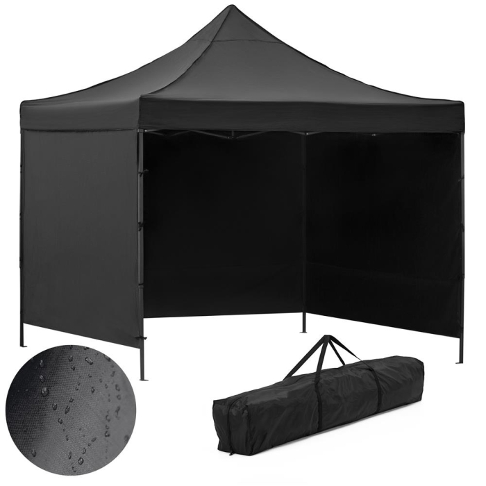 Pavilion pliabil de gradina 3x3 m, cu 3 pereti laterali pentru protectie impotriva vantului si ploii usoare, prelata hidrofoba Oxford 420D, cadru din [4]