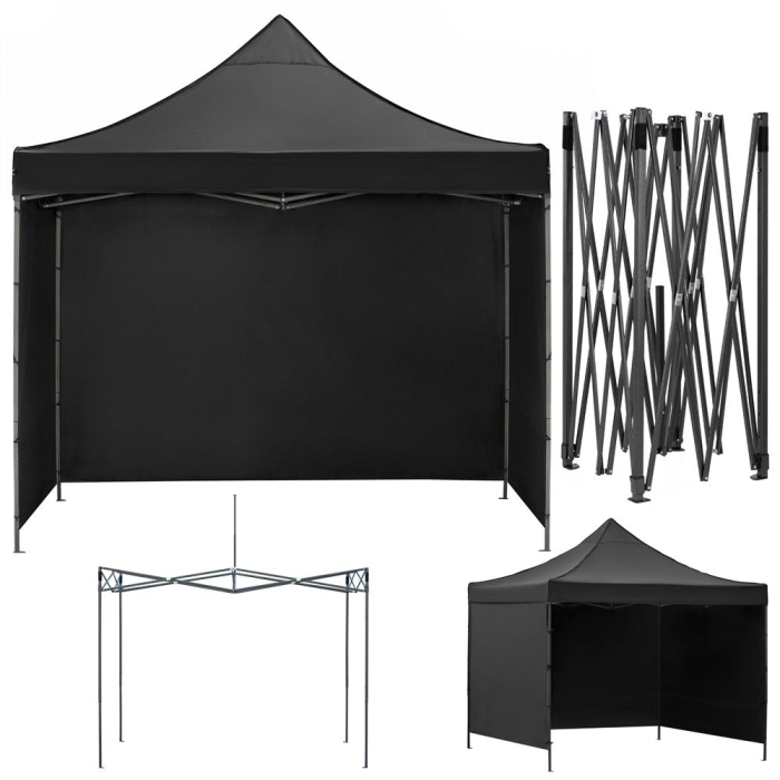 Pavilion pliabil de gradina 3x3 m, cu 3 pereti laterali pentru protectie impotriva vantului si ploii usoare, prelata hidrofoba Oxford 420D, cadru din [5]