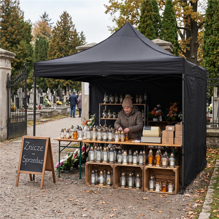Pavilion pliabil de gradina 3x3 m, cu 3 pereti laterali pentru protectie impotriva vantului si ploii usoare, prelata hidrofoba Oxford 420D, cadru din [7]