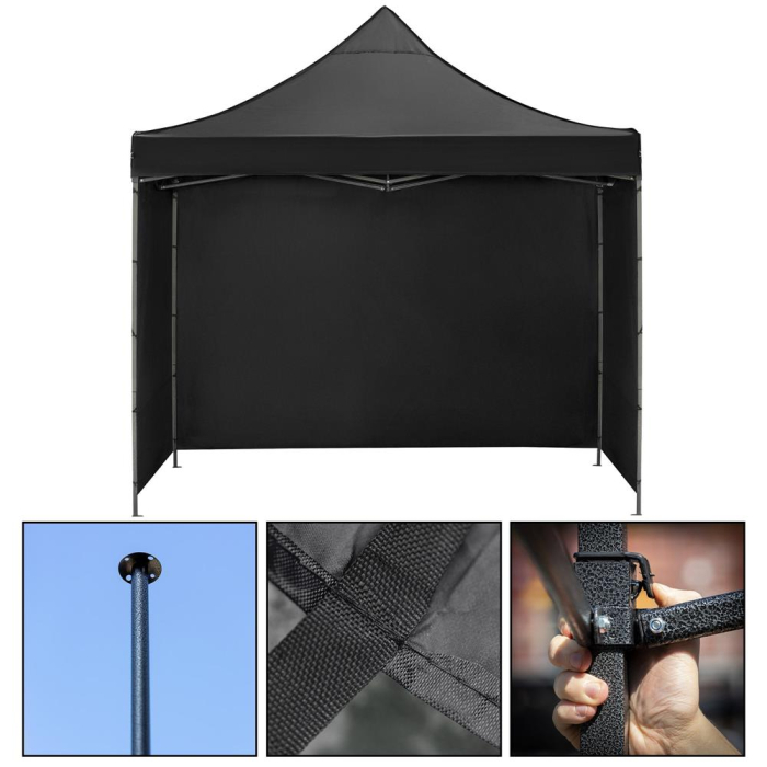 Pavilion pliabil gradina 3x3 m cu acoperis impermeabil si 3 pereti laterali, structura metalica, inaltime reglabila, negru [29]