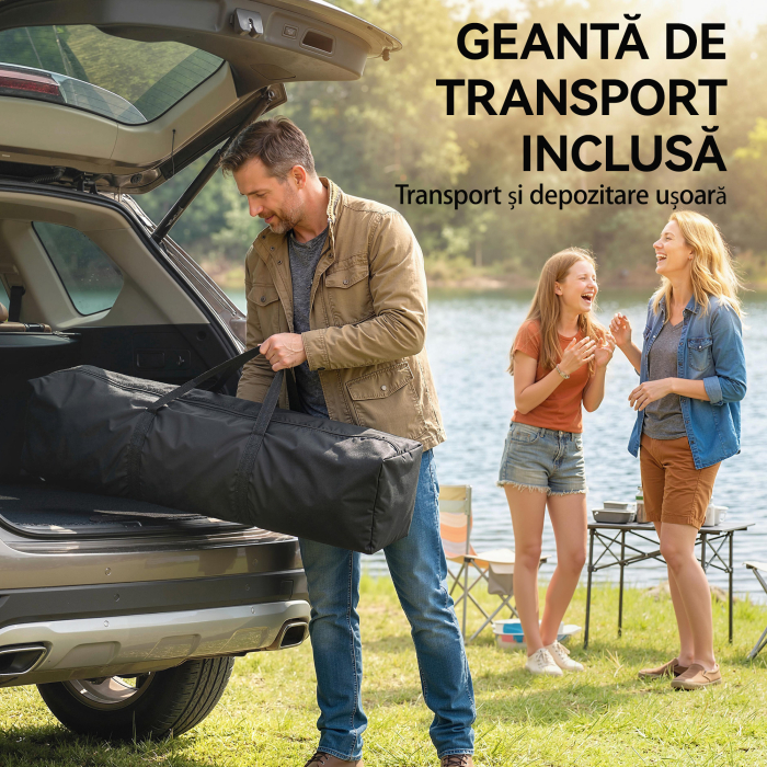 Pavilion pliabil  Pop-Up 3x3 m cu perete lateral, din metal si tesatura Oxford, bej [9]