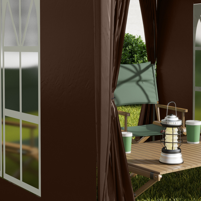  Pavilion Pop-up Impermeabil cu 4 Pereti Detasabili si Geanta de Transport, 2x2x2.4 m, Maro [9]