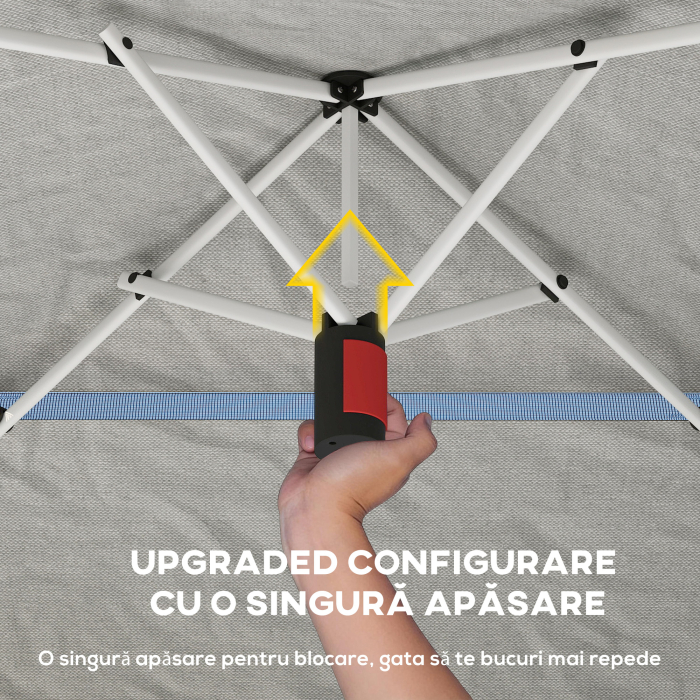  Pavilion Pop-Up pliabil 3.5x3.5 m cu acoperis dublu si geanta, din metal si material Oxford, gri inchis [6]