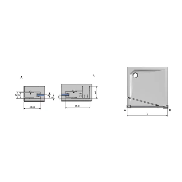 Perete lateral fix Roth Cariba 90 cm sticla 6 mm transparent-negru mat [5]
