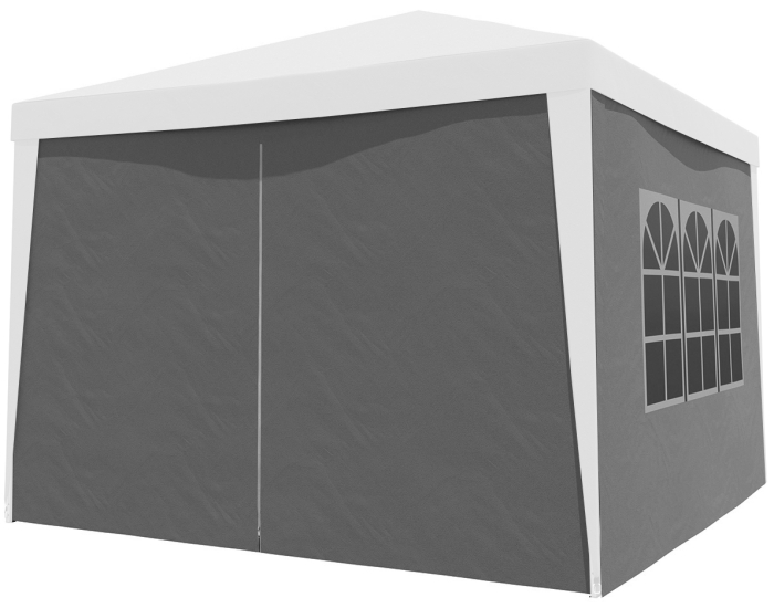 Set 4 pereti laterali pavilion 295x195 cm, 3 cu ferestre si 1 usa fermoar, PE 100g/m2 impermeabil, prindere velcro, gri [10]