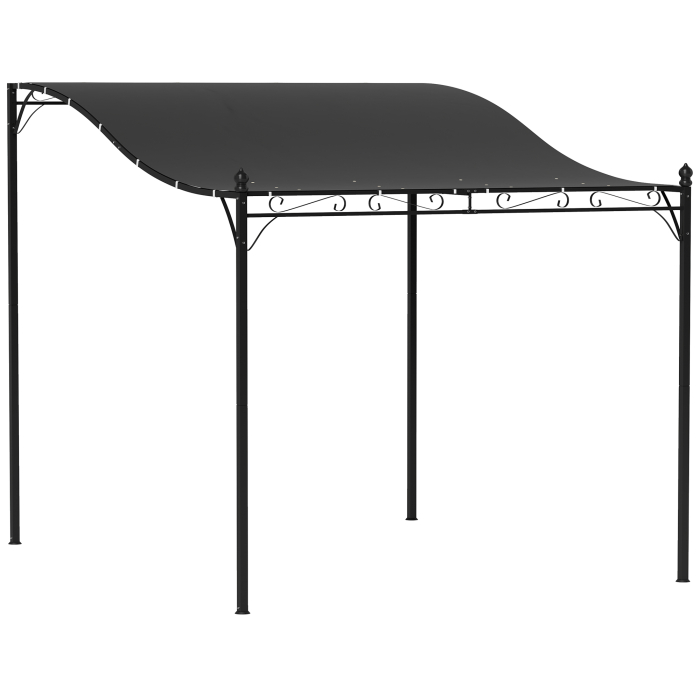  Pergola 2,5 x 3 m, pavilion de gradina montat pe perete, rezistent la apa, cadru metalic, orificii de scurgere, acoperis de umbra, gri inchis [7]