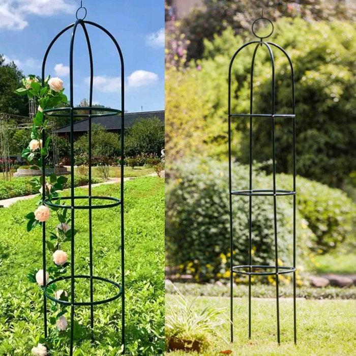 Pergola coloana pentru trandafiri si plante cataratoare, structura otel, 190x40 cm, negru [10]