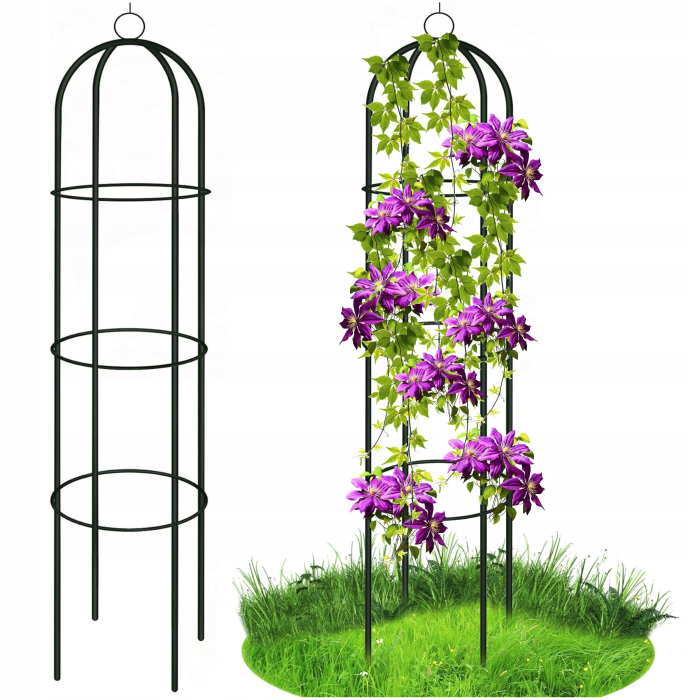 Pergola coloana pentru trandafiri si plante cataratoare, structura otel, 190x40 cm, negru [3]