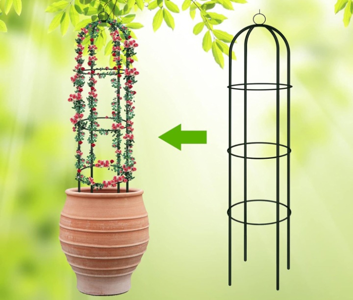 Pergola coloana pentru trandafiri si plante cataratoare, structura otel, 190x40 cm, negru [7]