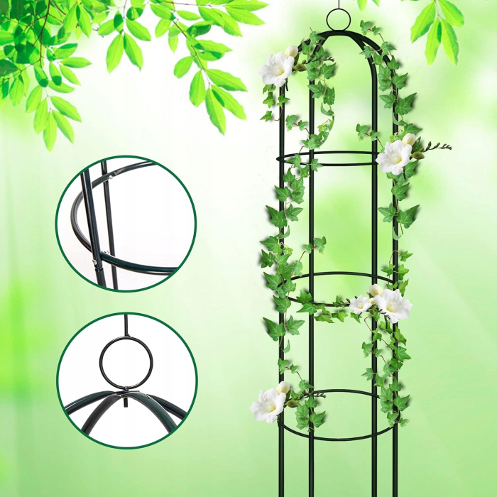 Pergola coloana pentru trandafiri si plante cataratoare, structura otel, 190x40 cm, negru [12]