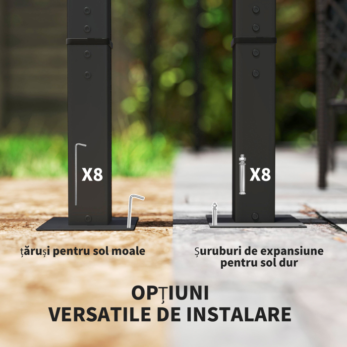  Pergola de Gradina cu Acoperis Retractabil si Cadru Metalic, 300x300x227 cm, Bej [6]