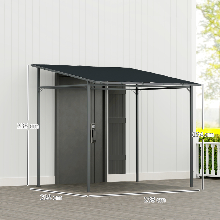  Pergola de Gradina din Metal si Poliester, 238x238x235/194 cm, Gri inchis [3]