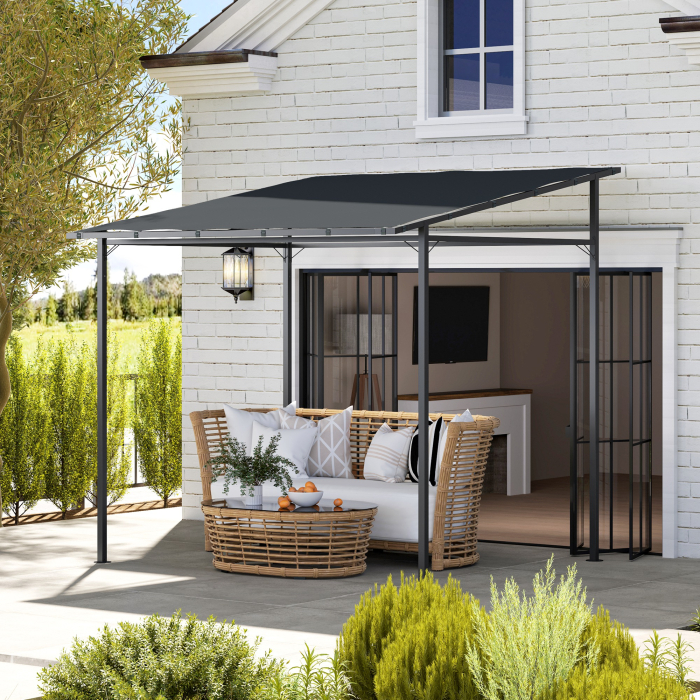  Pergola de Gradina din Metal si Poliester, 238x238x235/194 cm, Gri inchis [2]