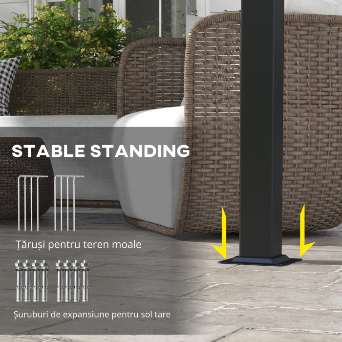  Pergola Gazebo 3x3,5 m cu 3 Acoperisuri Reglabile din Otel si Poliester Anti-UV, Gri [5]