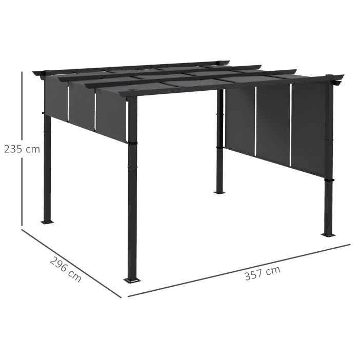  Pergola Gazebo 3x3,5 m cu 3 Acoperisuri Reglabile din Otel si Poliester Anti-UV, Gri [3]