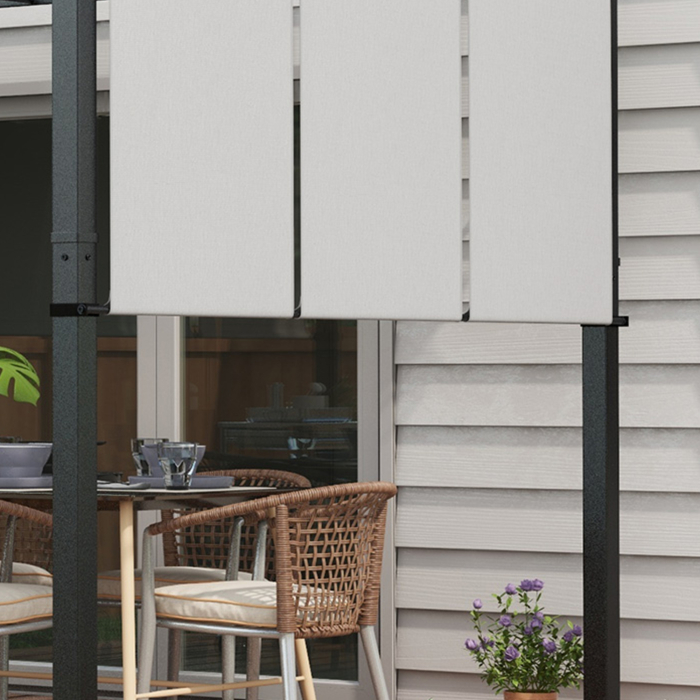  Pergola Gazebo 3x3.5 m cu 3 Acoperisuri Reglabile, din Otel si Poliester Anti-UV, Gri Deschis [8]