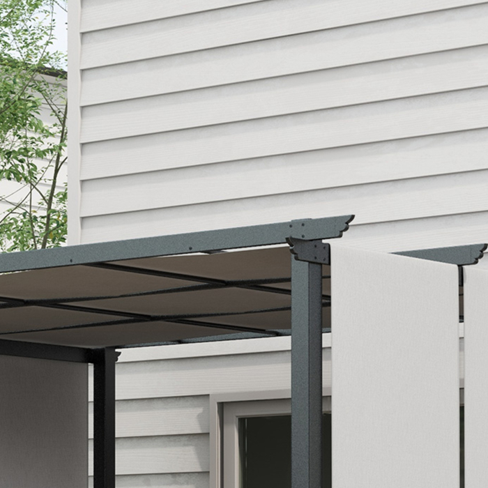  Pergola Gazebo 3x3.5 m cu 3 Acoperisuri Reglabile, din Otel si Poliester Anti-UV, Gri Deschis [9]
