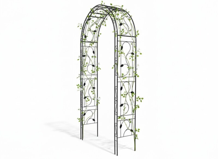 Pergola gradina metalica cu suport plante cataratoare, otel vopsit electrostatic, 130x39x260 cm, negru [5]