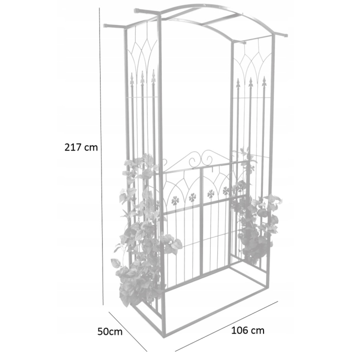 Pergola gradina metalica cu poarta decorativa, suport plante cataratoare, otel vopsit, 106x50x217 cm, negru [13]