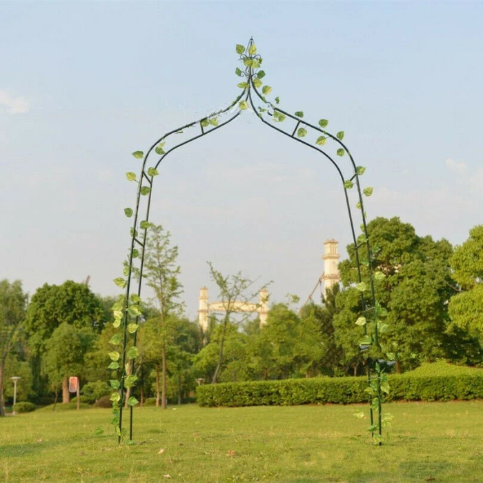 Pergola gradina metalica cu varfuri decorative, otel vopsit cu pulbere, 150x37x240 cm, negru [10]