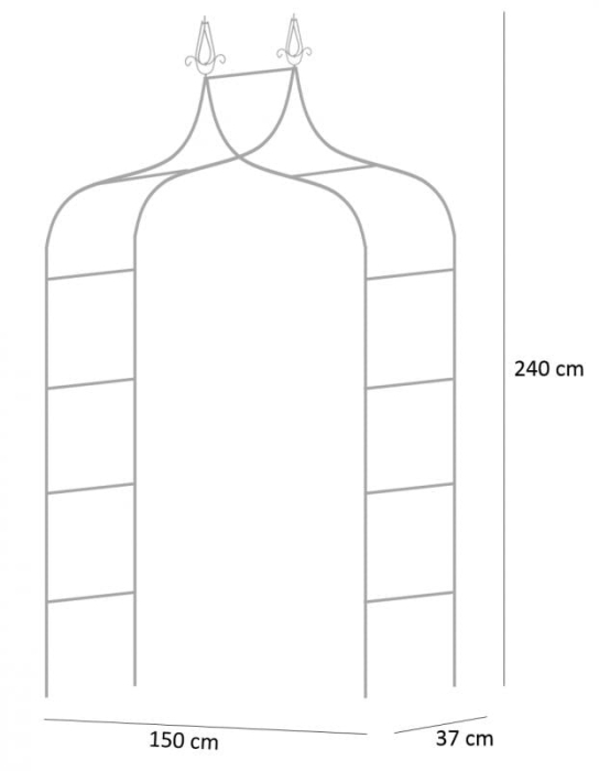 Pergola gradina metalica cu varfuri decorative, otel vopsit cu pulbere, 150x37x240 cm, negru [11]