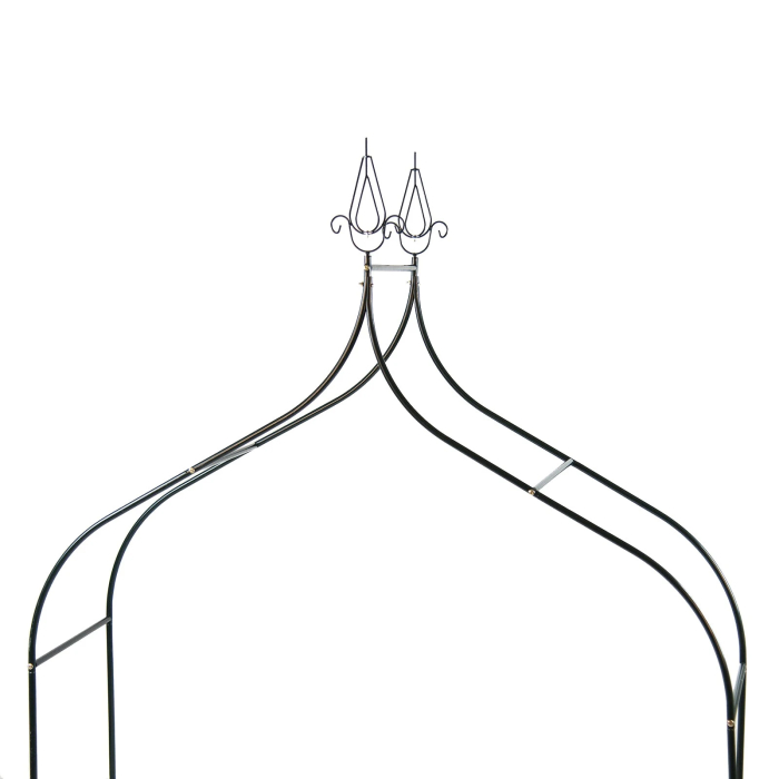 Pergola gradina metalica cu varfuri decorative, otel vopsit cu pulbere, 150x37x240 cm, negru [8]