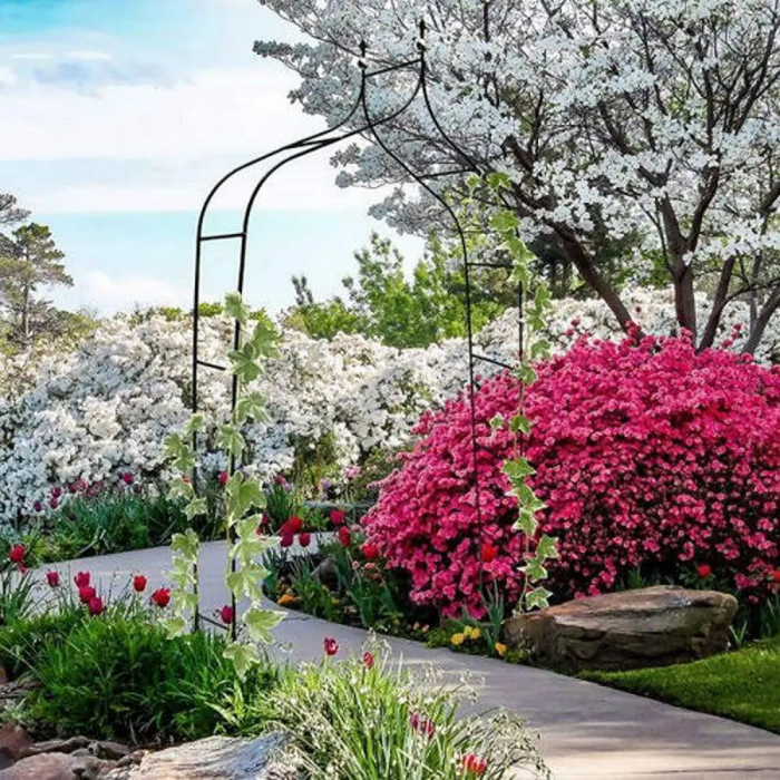 Pergola gradina metalica cu varfuri decorative, otel vopsit cu pulbere, 150x37x240 cm, negru [12]