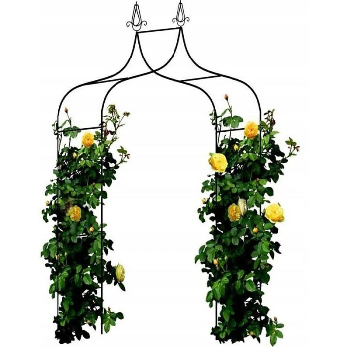 Pergola gradina metalica cu varfuri decorative, otel vopsit cu pulbere, 150x37x240 cm, negru [5]