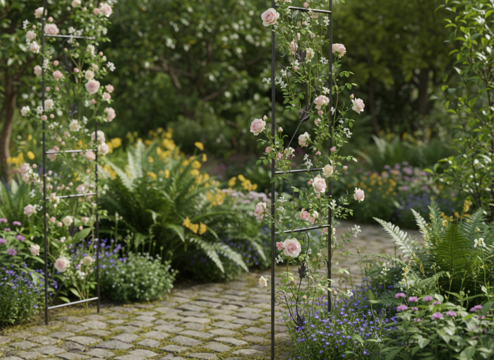 Pergola gradina metalica cu ancore fixare sol, otel vopsit electrostatic, suport plante cataratoare, 114x37x230 cm, verde inchis [3]