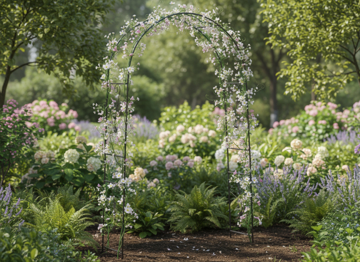 Pergola gradina metalica cu ancore fixare sol, otel vopsit electrostatic, suport plante cataratoare, 114x37x230 cm, verde inchis [4]