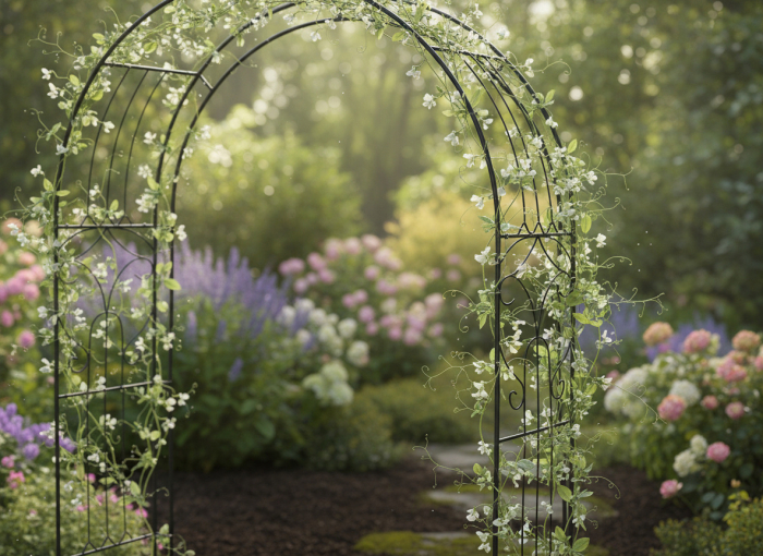 Pergola gradina metalica pentru plante cataratoare, otel vopsit electrostatic, 145x38x240 cm, verde [4]