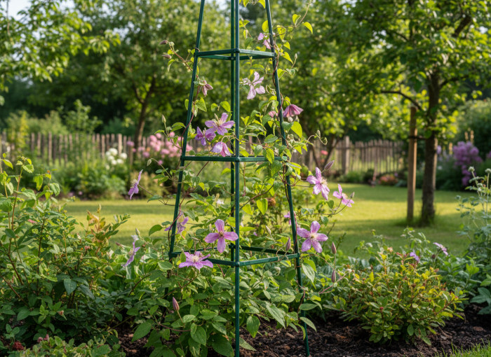 Pergola gradina piramidala pentru plante cataratoare, structura otel, 31x31x200 cm, verde inchis [2]