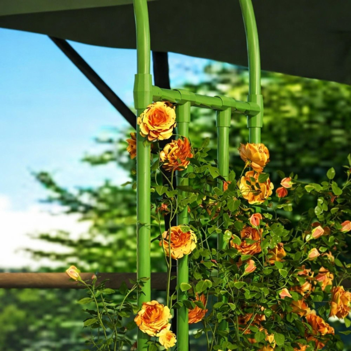 Pergola gradina tip arc pentru plante cataratoare, metal cu acoperire PE, 240x40 cm, verde [4]