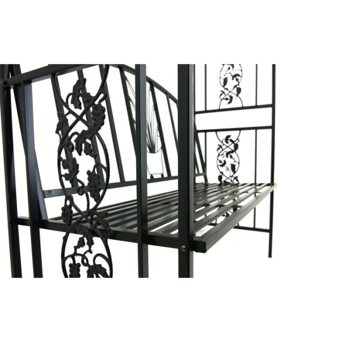 Pergola pentru gradina cu banca, structura metalica solida, 122x58x203 cm, negru [5]