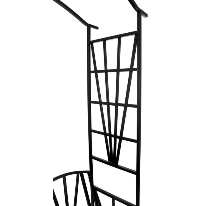 Pergola pentru gradina cu banca, suport plante cataratoare, structura otel, 114x45x208 cm, negru [7]