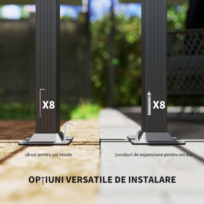  Pergola Retractabila cu Structura din Aluminiu, Copertina de Soare pentru Gradina sau Terasa, 390x390x223 cm, Alb [7]